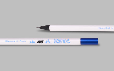 magnetic pencil with blue metal cap, white lacquered, digital imprint | Reidinger.de