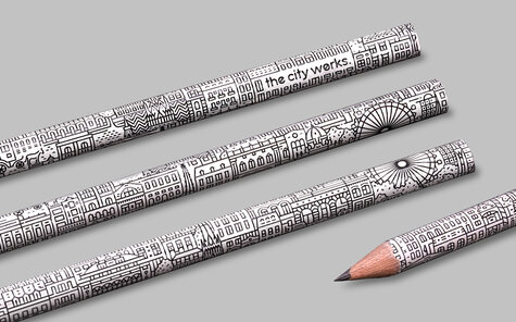 Bleistift im Folientransferdruck mit schwarz-weiß Motiv | Reidinger.de