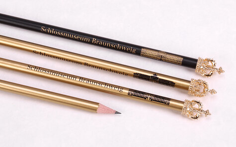 duke crown pencils in gold and black matt with imprint