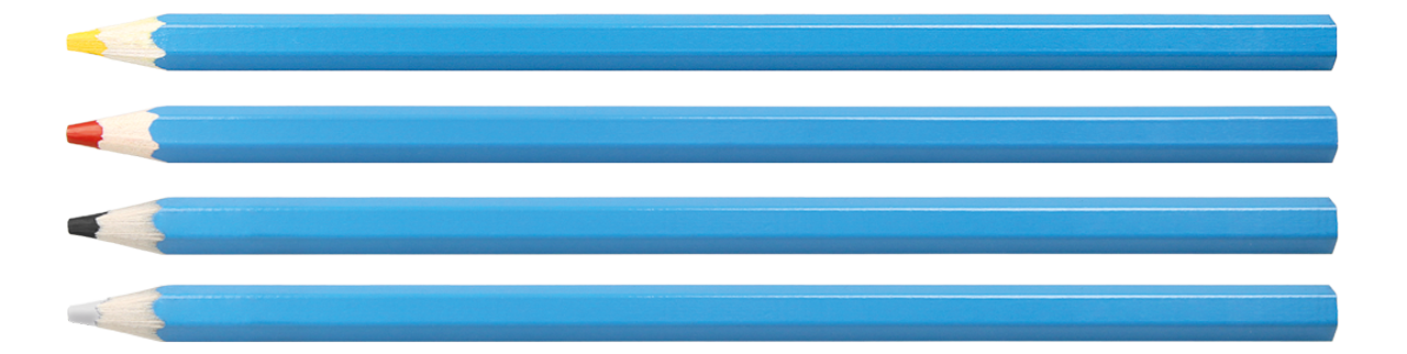 sechseckige Stifte mit verschiedenfarbigen Minen