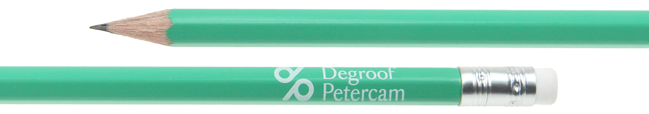 single color imprint over edge of a hexagonal pencil