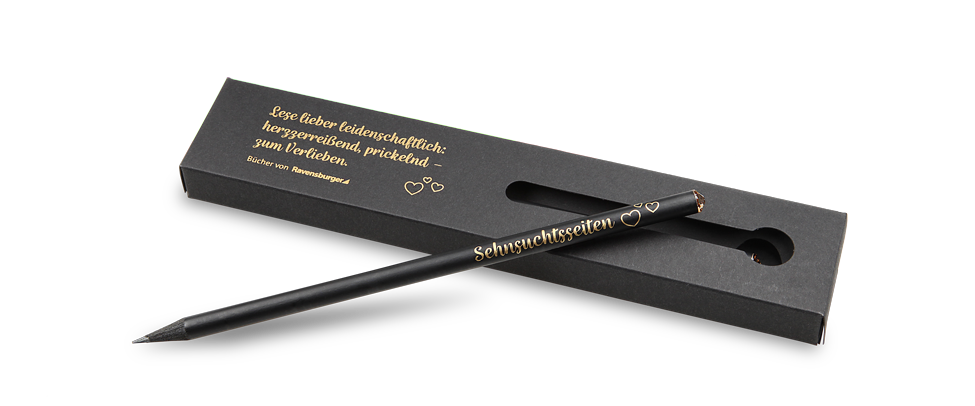 Exclusive individual packaging for your exclusive advertising ambassador | Reidinger.de Example of printed individual packaging with crystal pencil